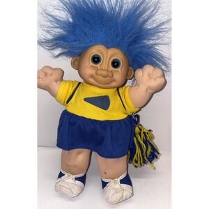 RUSS BERRIE CO 12" Troll Girl Blue Eyes And Hair‎ Cheerleader PLUSH SOFT BODY